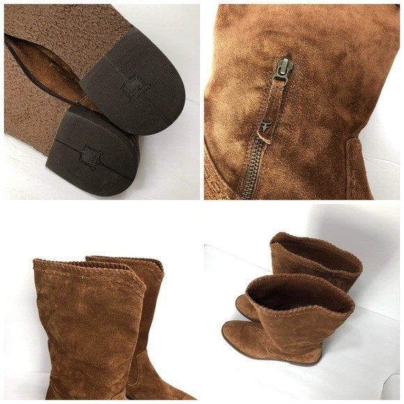 Trask Audra Boots Womens 10 M Pull On Zip Almond Toe Mid Calf Suede Casual - Picture 10 of 15